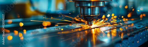 a close up of a machine cutting metal with sparks in the air