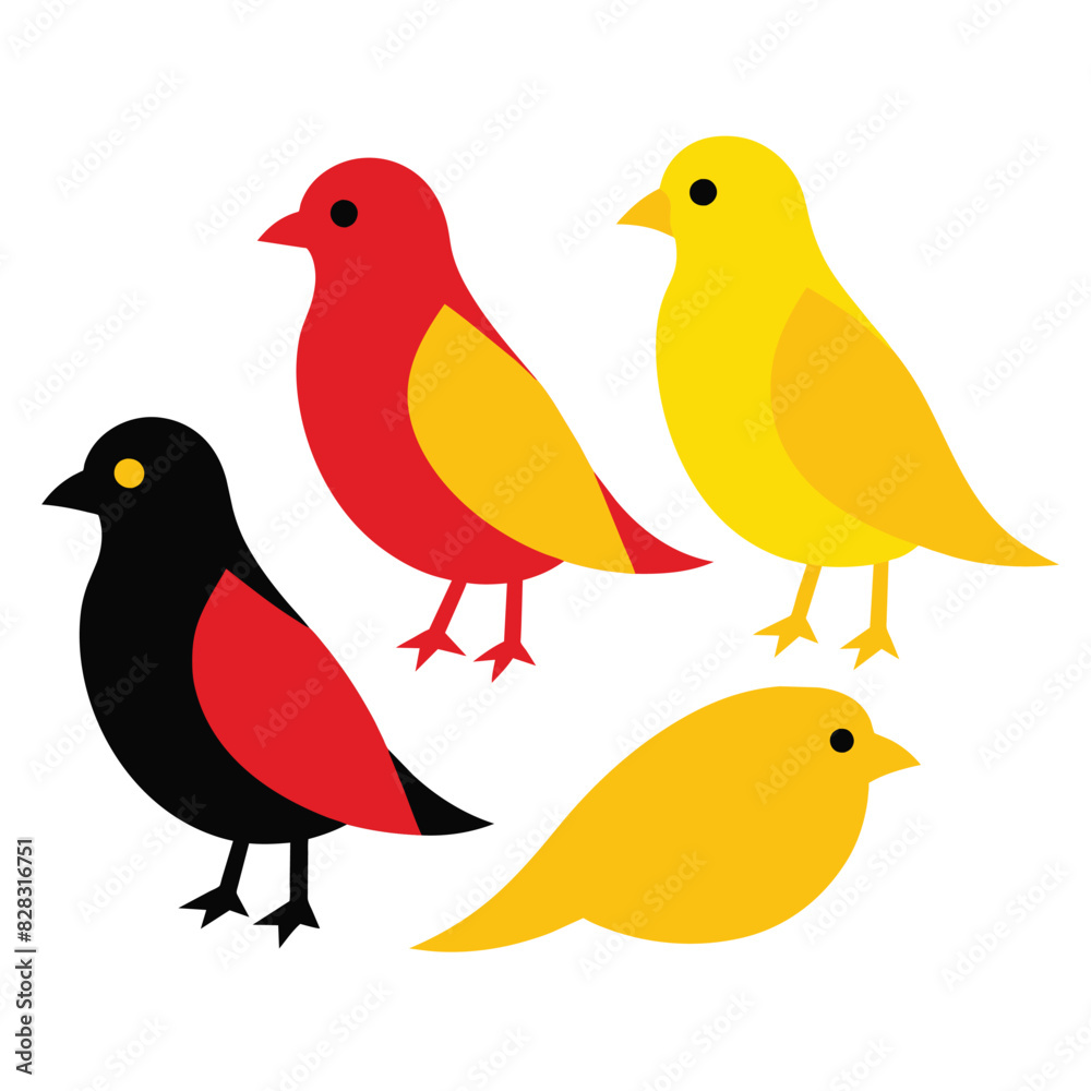Set of Belgian Canary animal vector on white background