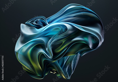 arafed image of a blue and green abstract object on a black background