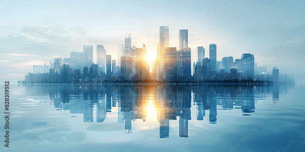 Fototapeta premium Modern skyscrapers of a smart city, architectural background