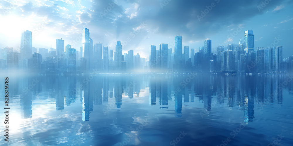 Fototapeta premium Modern skyscrapers of a smart city, architectural background