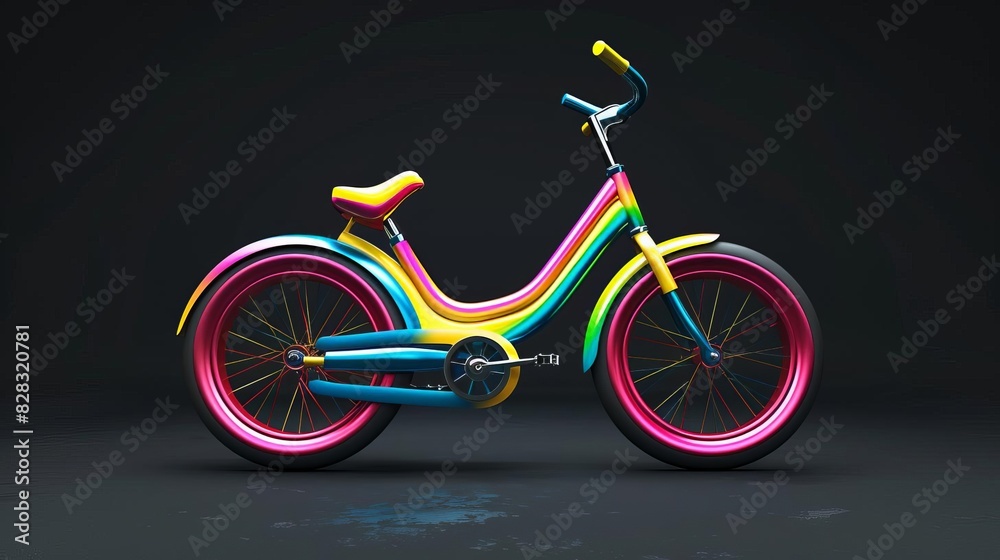 Fototapeta premium 150 model of a colorful stationary bike icon, glossy and vibrant illustration