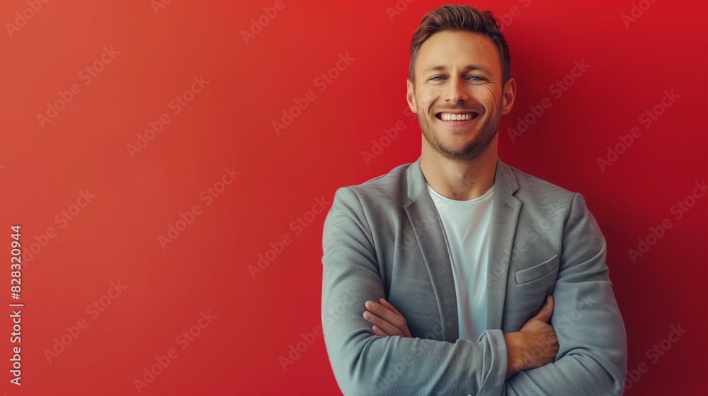 Businessman, Isolated Red Background Businessman, Isolated Red Background