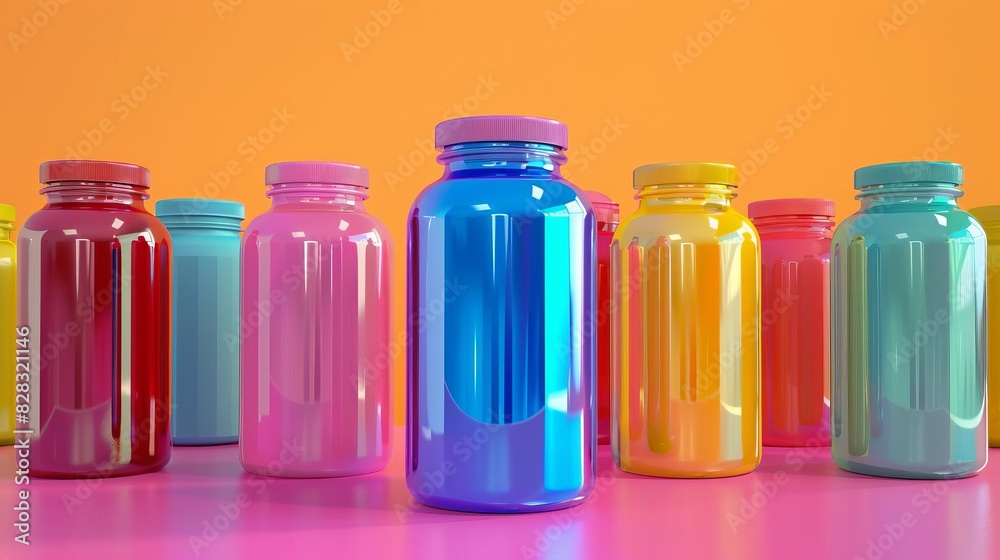 155 3D model of a glossy, colorful supplement bottle icon for fitness 155 3D model of a glossy, colorful supplement bottle icon for fitness