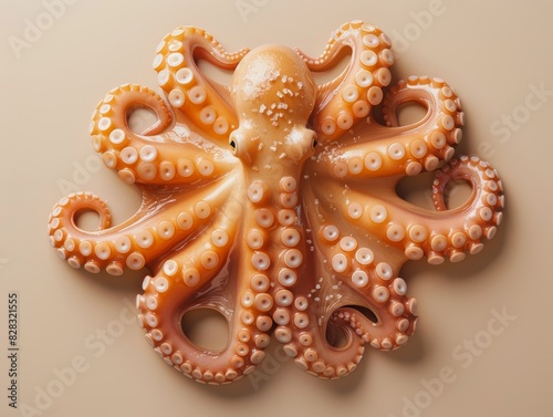 High-resolution image of a vibrant orange octopus with detailed tentacles on a neutral background, perfect for marine or wildlife-themed projects.