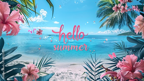 hello summer text poster 