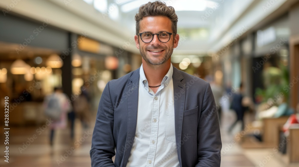 Portrait of a smiling young businessman standing in a shopping mall Portrait of a smiling young businessman standing in a shopping mall