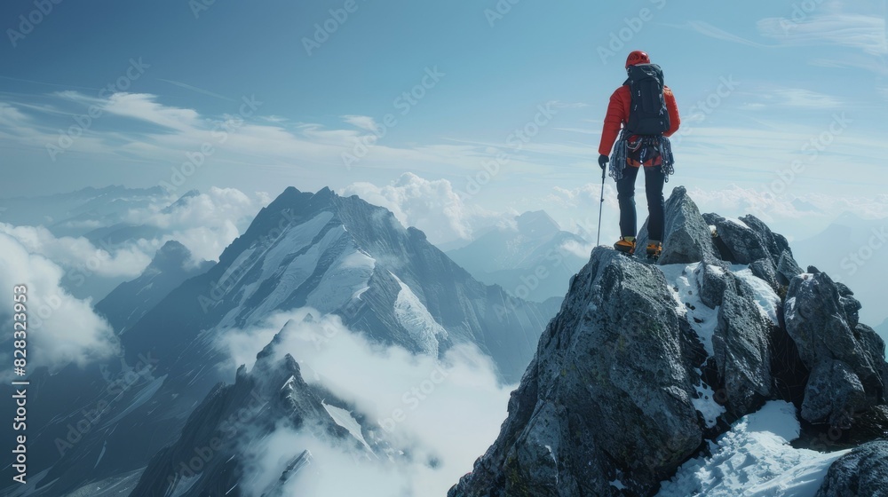 Ascending to the Summit: A Climber's Panoramic View Ascending to the Summit: A Climber's Panoramic View