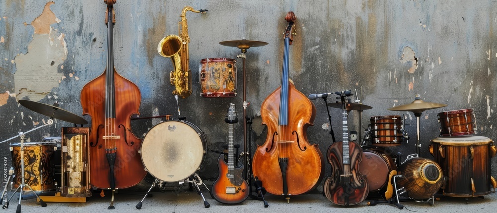 Naklejka premium Instruments are the tools musicians use to express their creativity, each contributing its distinct sound to the ensemble