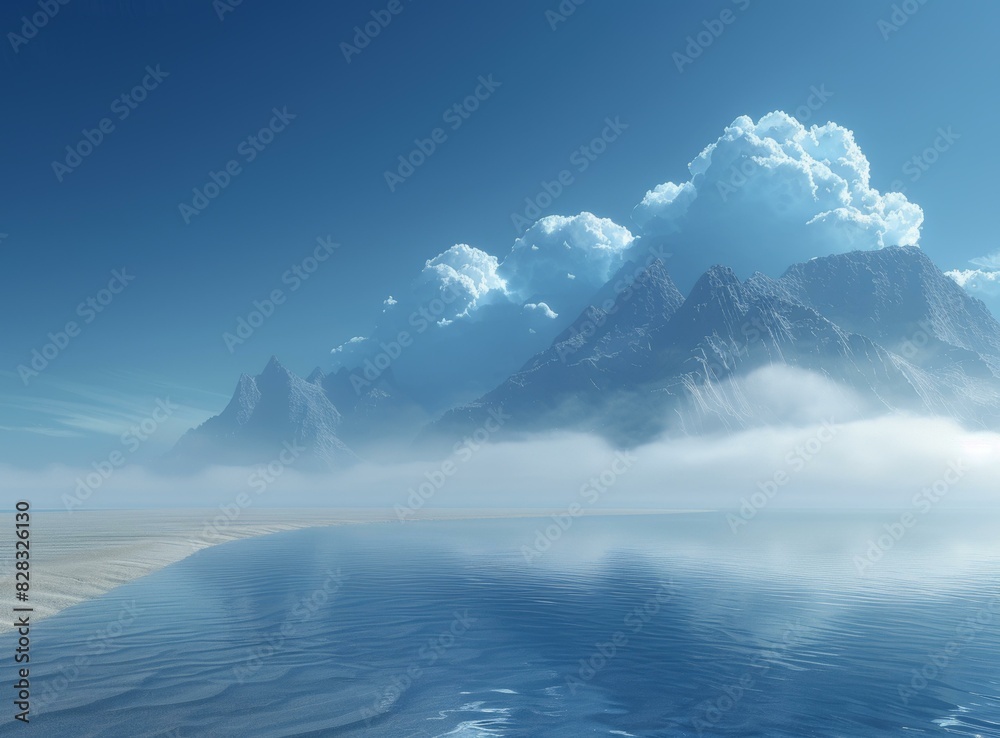Fototapeta premium Fantasy Mountain Peaks and Lake