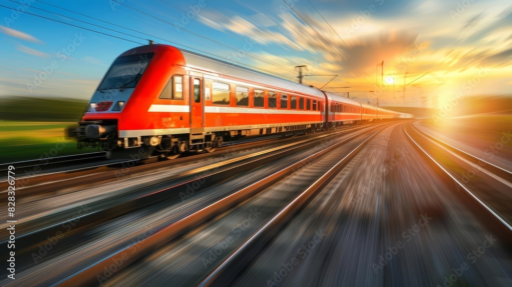 Naklejka premium Rail transport offers a sustainable and efficient alternative for both commuters and freight, reducing congestion and emissions