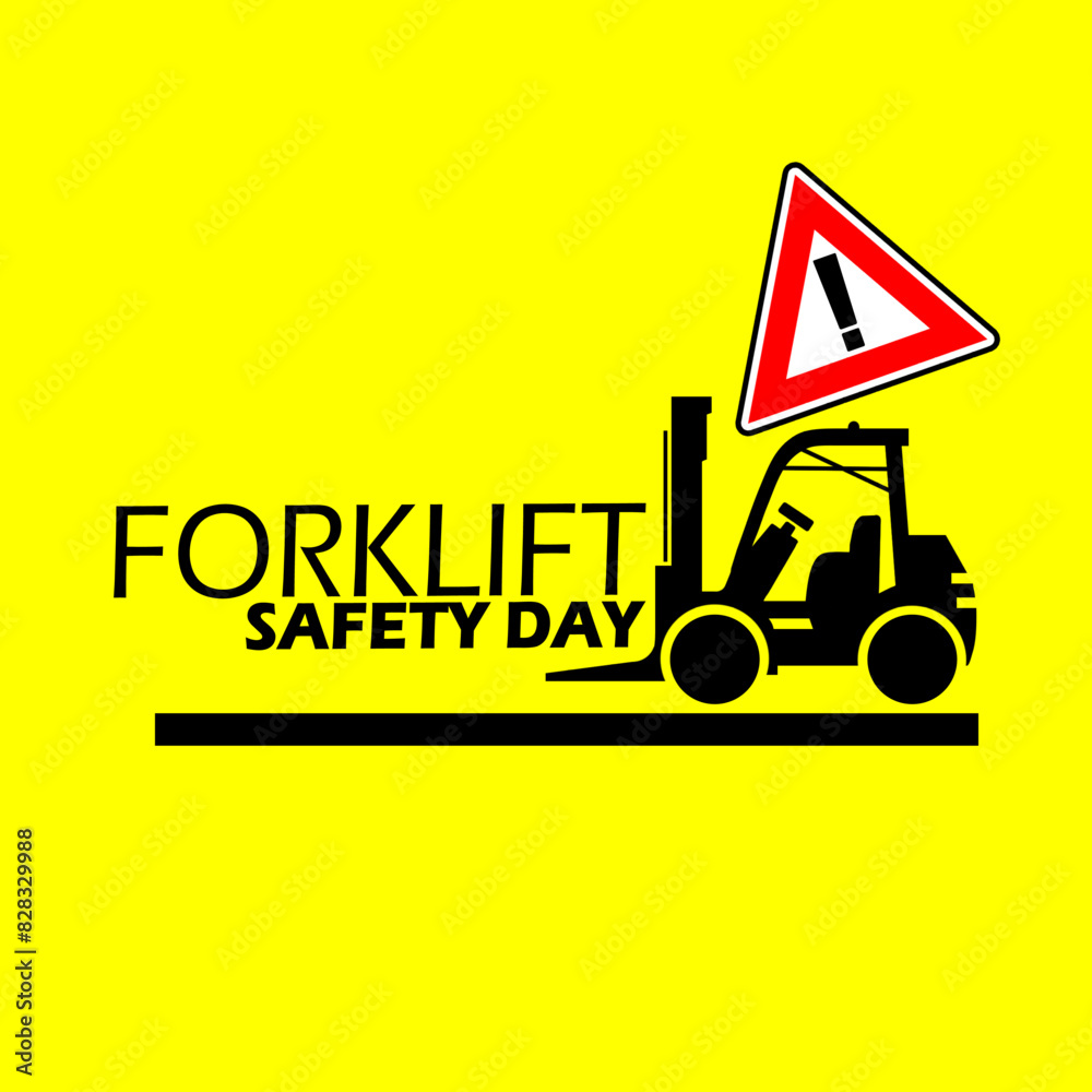 National Forklift Safety Day event banner. Illustration of a forklift