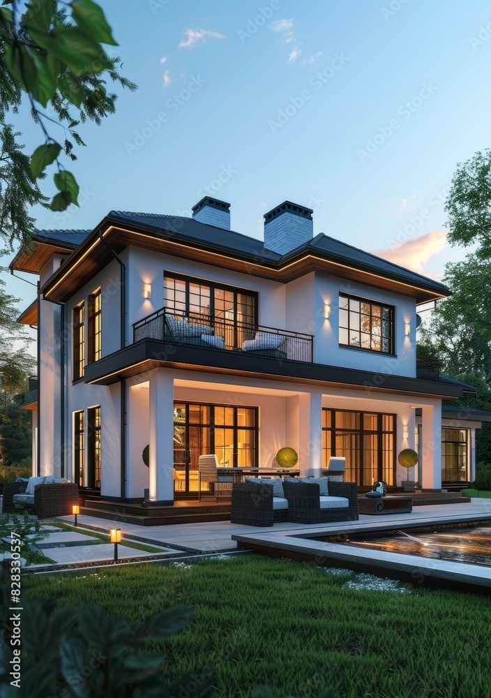 Fototapeta premium Exquisite Modern Villa with Private Pool Oasis