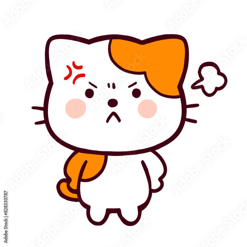 怒っているコミカルなネコ