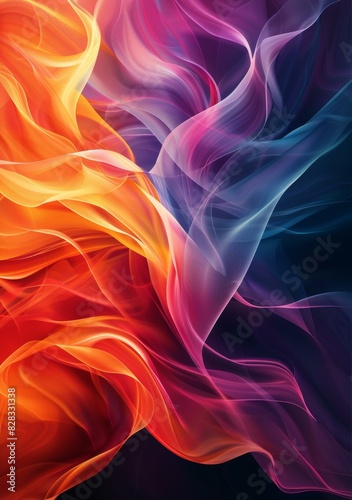Colorful Flames in an Abstract Composition