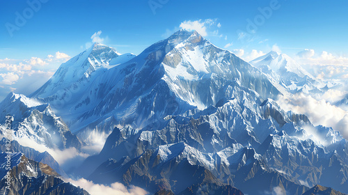 A snow-capped mountain with clouds in the background.  