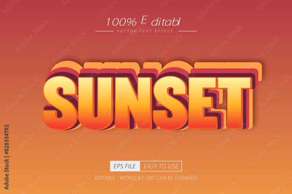 Obraz premium Sunset editable text effect 3d style
