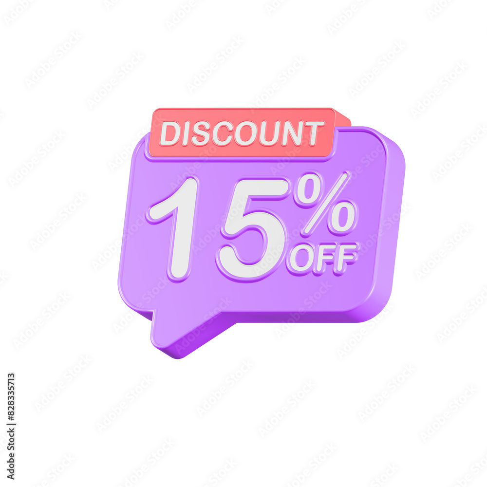 discount 15 percent promotion sign 3d style