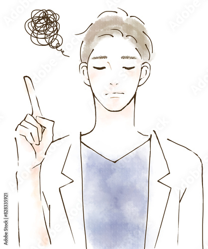 Obraz na płótnie ストレスケアのアドバイス 白衣姿の男性のイラスト シンプル w salonie