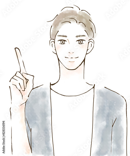 男性のイラスト　オフィスカジュアル　仕事の説明