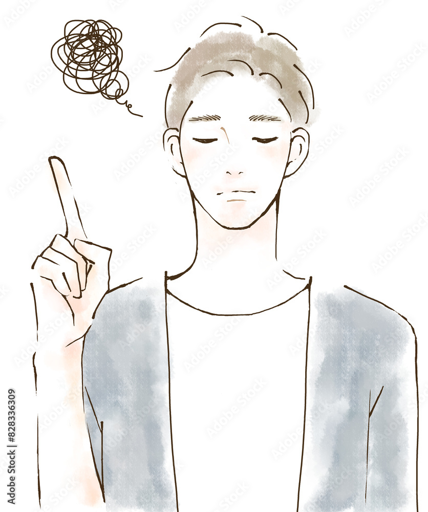 トラブルの解決に向き合う男性のイラスト素材 再発防止 離婚