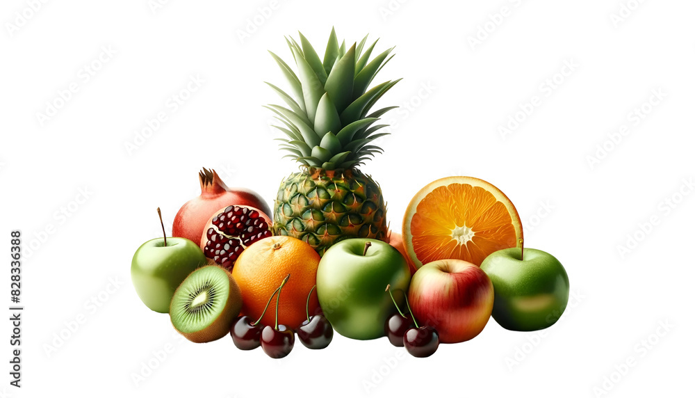 Realistic illustration a collection of fruits , isolated on transparent background , PNG file. Realistic illustration a collection of fruits , isolated on transparent background , PNG file.