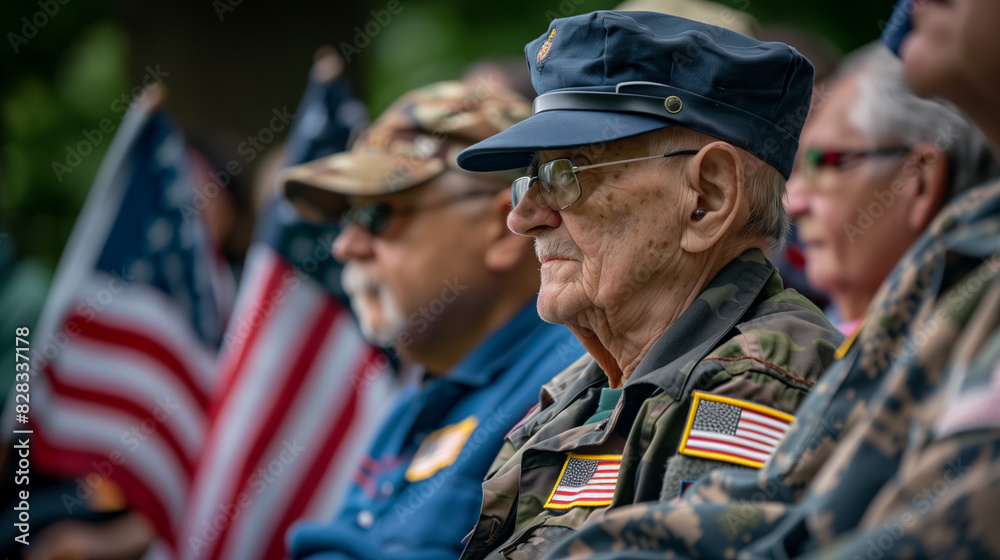 Veterans during ceremony celebration of Independence Day. American Senior War Veterans at a ceremony to commemorate the fallen victims of war. 4th of july mockup. Veterans or armistice mockup Veterans during ceremony celebration of Independence Day. American Senior War Veterans at a ceremony to commemorate the fallen victims of war. 4th of july mockup. Veterans or armistice mockup
