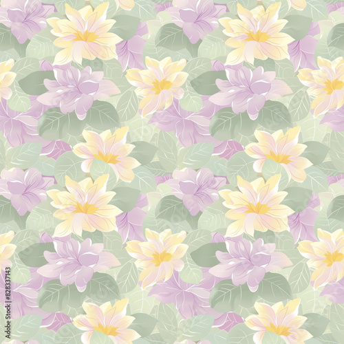 Wallpaper Mural Floral variety color, form natural, seamless fabric pattern. Torontodigital.ca