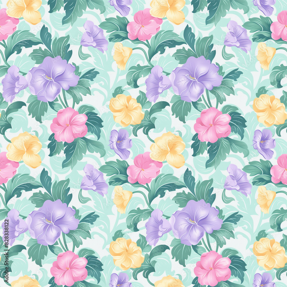 custom made wallpaper toronto digitalFloral variety color, form natural, seamless fabric pattern.