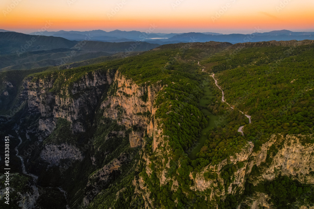 Vikos Gorge from the Oxya Viewpoint in the national park in Vikos-Aoos in zagori, northern Greece. Nature landscape Vikos Gorge from the Oxya Viewpoint in the national park in Vikos-Aoos in zagori, northern Greece. Nature landscape