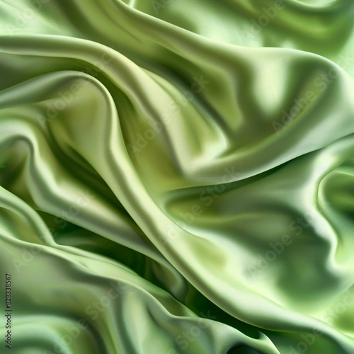 "Silky Texture: Close-up View of a Green Satin Fabric"