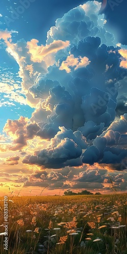 Golden Prairie with Storm Clouds Gathering Overhead photo