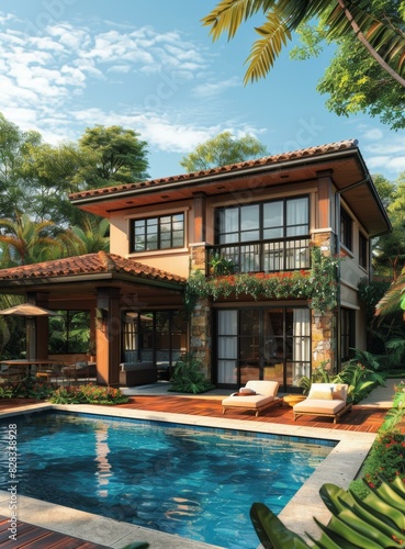 Wallpaper Mural Luxurious Mansion with Palm Tree Views Torontodigital.ca