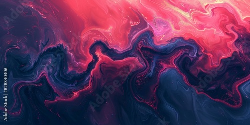 Abstract Red and Blue Liquid Swirls