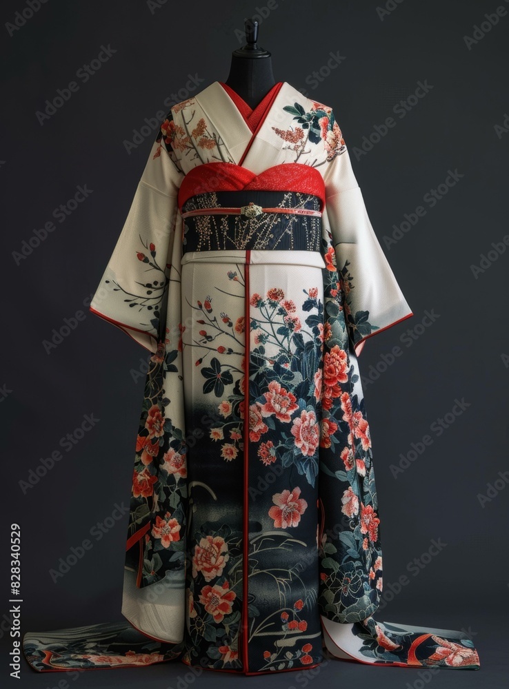 A kimono with a floral pattern A kimono with a floral pattern