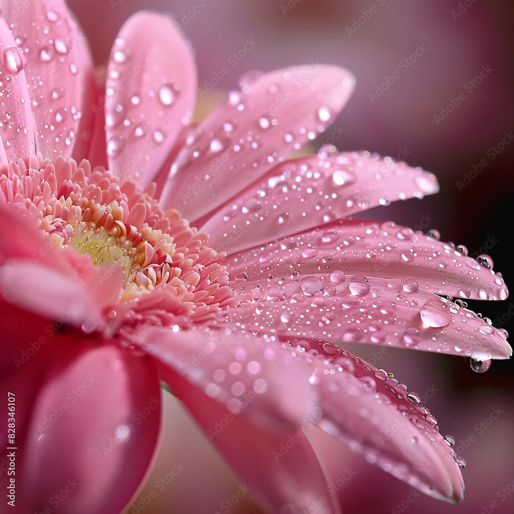Vibrant Pink Flower with Drops of Water Vibrant Pink Flower with Drops of Water