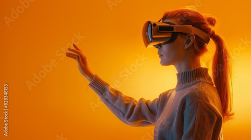The Woman Using VR Headset