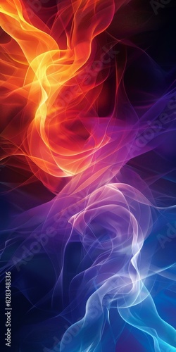 Abstract colorful fire and ice flames