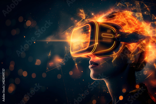 Pretty, young woman wearing a VR headset and experiencing metaverse © May Thawtar