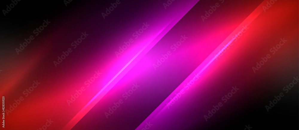 Neon dynamic diagonal light rays background. Techno digital geometric concept design for wallpaper, banner, presentation, background