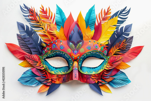 A Carnival Mask Illustration in Colorful Paper Art