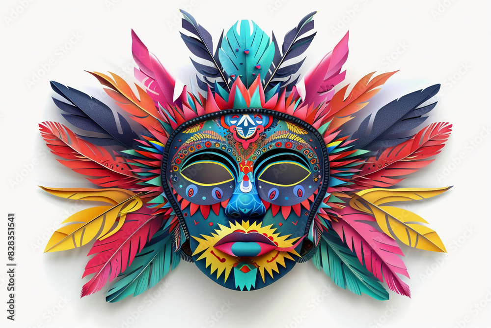A Carnival Mask Illustration in Colorful Paper Art A Carnival Mask Illustration in Colorful Paper Art