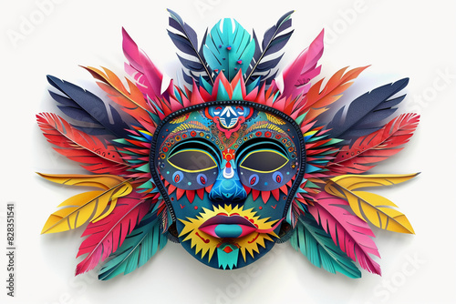 A Carnival Mask Illustration in Colorful Paper Art