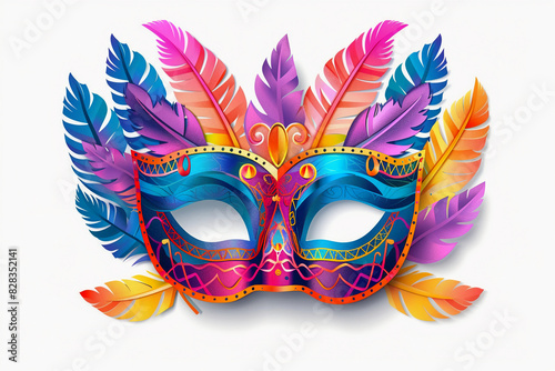A Carnival Mask Illustration in Colorful Paper Art