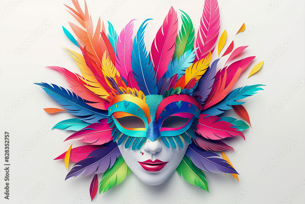 A Carnival Mask Illustration in Colorful Paper Art A Carnival Mask Illustration in Colorful Paper Art