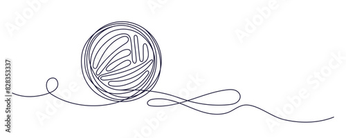 Ball of yarn continuous art line sign Round skein