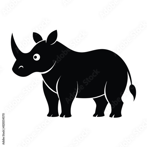 Black Rhinoceros black vector on white background