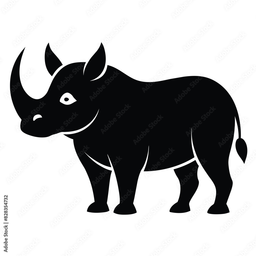 Black Rhinoceros black vector on white background