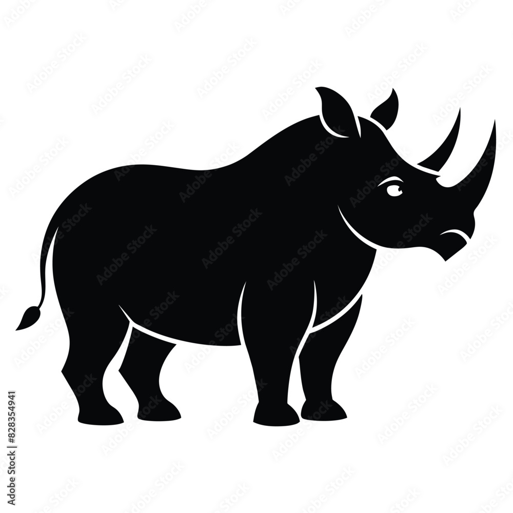 Black Rhinoceros black vector on white background