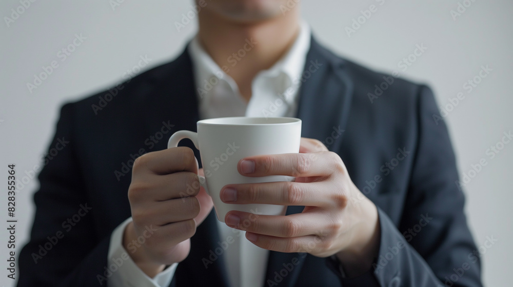 Businessman Holding a Takeaway Coffee Cup in Casual Professional Attire Businessman Holding a Takeaway Coffee Cup in Casual Professional Attire
